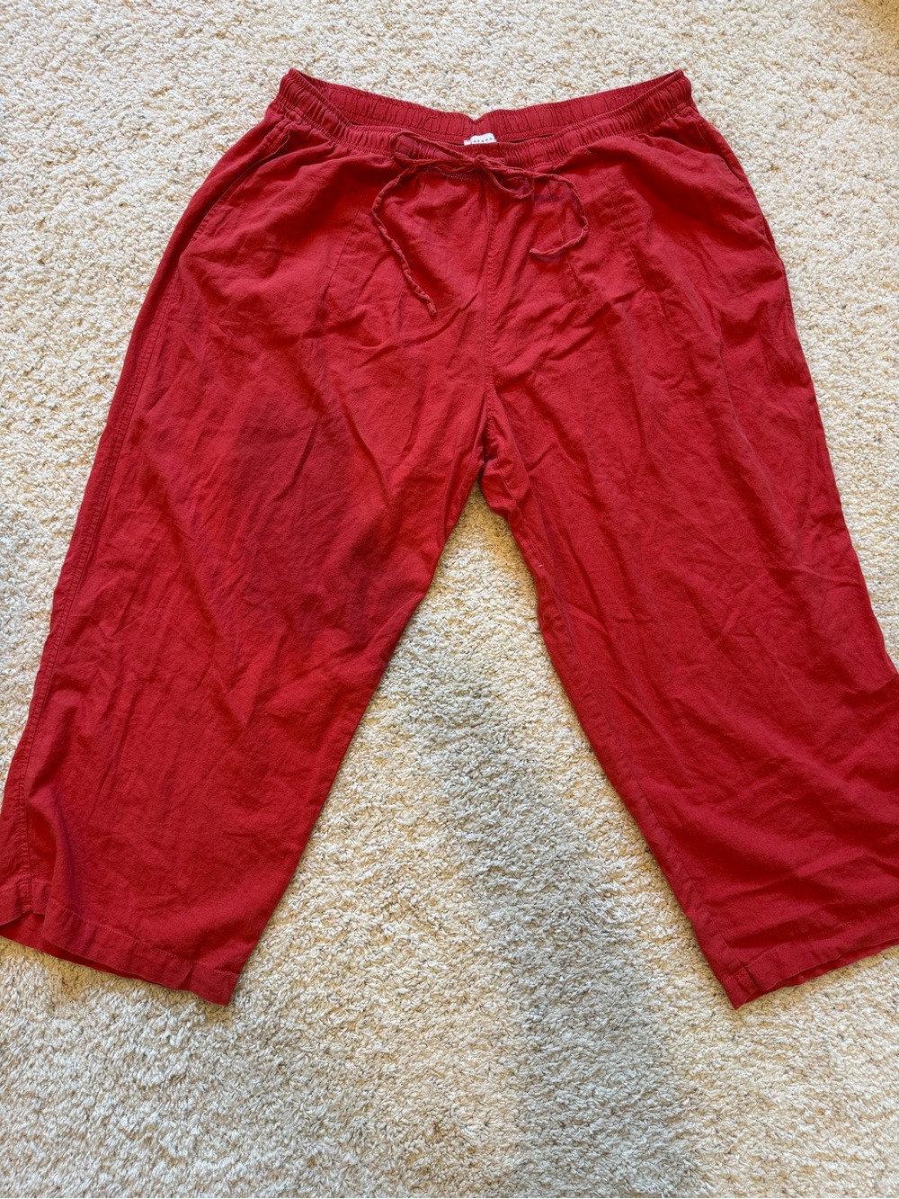 Wide Leg Linen Red Top Shop Pants